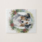 オーストラリアシェパードクリスマスリースフェスティバルカップ ジグソーパズル (横)