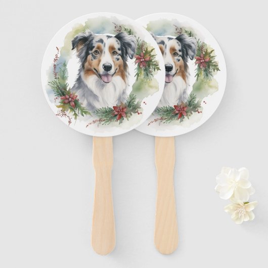 オーストラリアシェパードクリスマスリースフェスティバルカップ ハンドファン (正面&裏面)