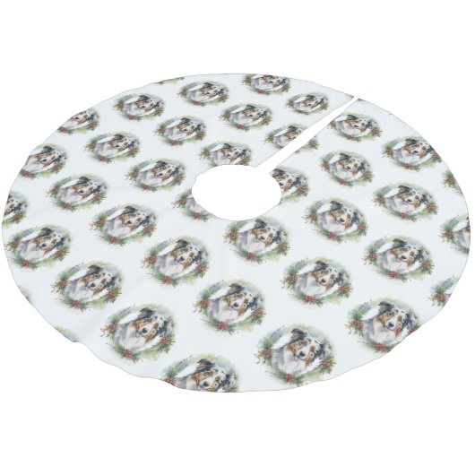 オーストラリアシェパードクリスマスリースフェスティバルカップ ブラッシュドポリエステルツリースカート (アングル)