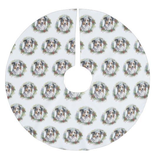 オーストラリアシェパードクリスマスリースフェスティバルカップ ブラッシュドポリエステルツリースカート (正面)