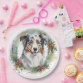 オーストラリアシェパードクリスマスリースフェスティバルカップ ペーパープレート (パーティー)