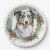オーストラリアシェパードクリスマスリースフェスティバルカップ ペーパープレート (正面)