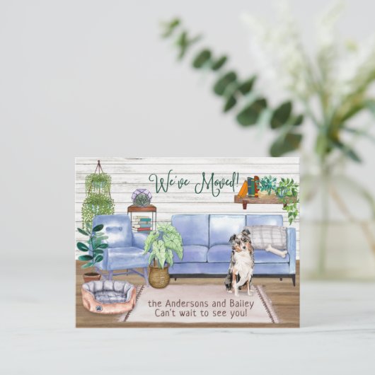 オーストラリアシェパードコージーニューホームムービング 案内ポストカード (スタンド正面)