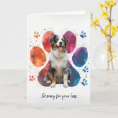 オーストラリアシェパードドッグペット悔やみや弔慰 カード (黄色い花)