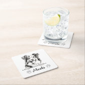 オーストラリアシェパードハンドスケッチ パーソナライズされた スクエアペーパーコースター (インサイチュ)