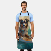 オーストラリアシェパードビーチ絵を描サーフィン エプロン (着用した状態)