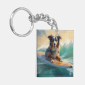 オーストラリアシェパードビーチ絵を描サーフィン キーホルダー (正面左)