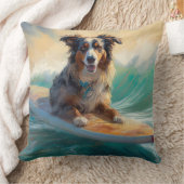 オーストラリアシェパードビーチ絵を描サーフィン クッション (ブランケット)