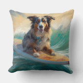 オーストラリアシェパードビーチ絵を描サーフィン クッション (正面)