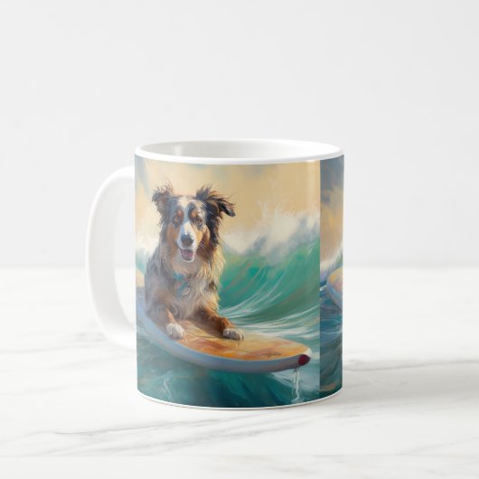 オーストラリアシェパードビーチ絵を描サーフィン コーヒーマグカップ (正面左)