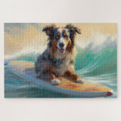 オーストラリアシェパードビーチ絵を描サーフィン ジグソーパズル (横)