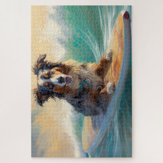 オーストラリアシェパードビーチ絵を描サーフィン ジグソーパズル (縦)