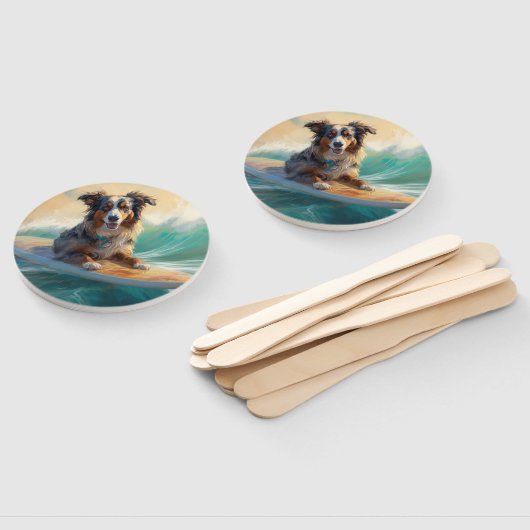 オーストラリアシェパードビーチ絵を描サーフィン ハンドファン (組立なし)