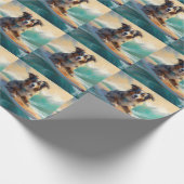 オーストラリアシェパードビーチ絵を描サーフィン ラッピングペーパー (角)