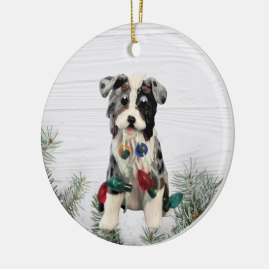 オーストラリアシェパードブルーメルルトリカラーセラミックC セラミックオーナメント (左)