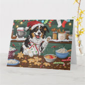 オーストラリアシェパードホリデーベーキングクリスマス カード (黄色い花)