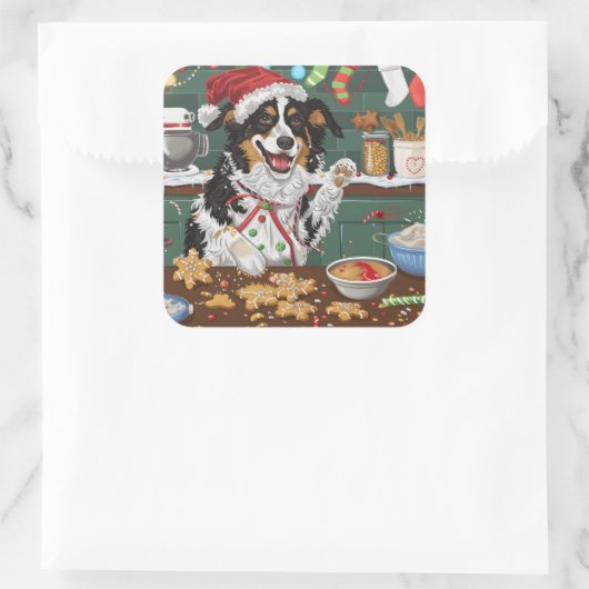 オーストラリアシェパードホリデーベーキングクリスマス スクエアシール (バッグ)