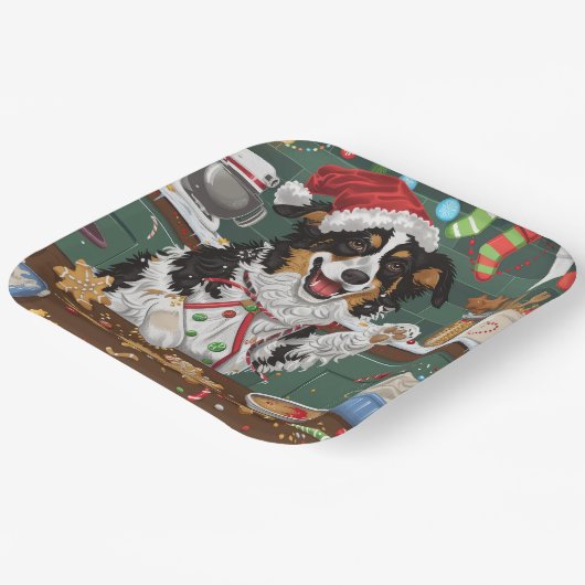 オーストラリアシェパードホリデーベーキングクリスマス ペーパープレート (傾斜あり)