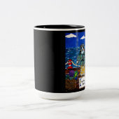 オーストラリアシェパードマーリン魚釣り ツートーンマグカップ (中央)