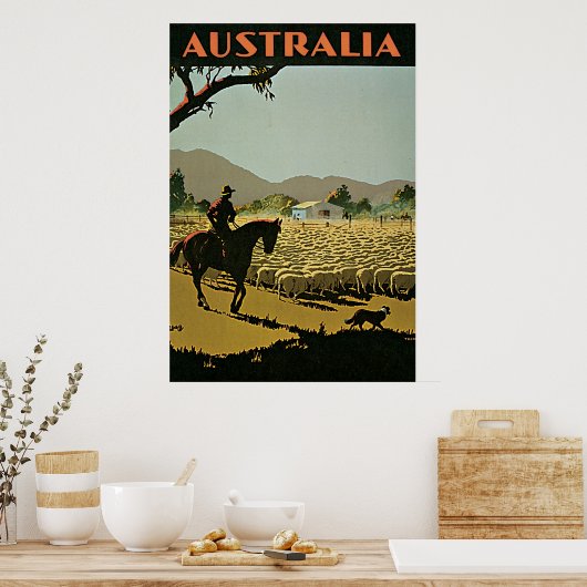オーストラリアシープファームヴィンテージ旅行 ポスター (キッチン)