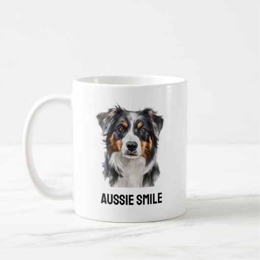オーストラリアスマイルマグ – Happy Australian Shepherd Gift コーヒーマグカップ (左)