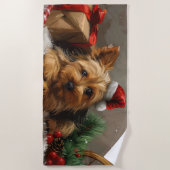オーストラリアテリアドッグクリスマスフェスティバル ビーチタオル (正面)