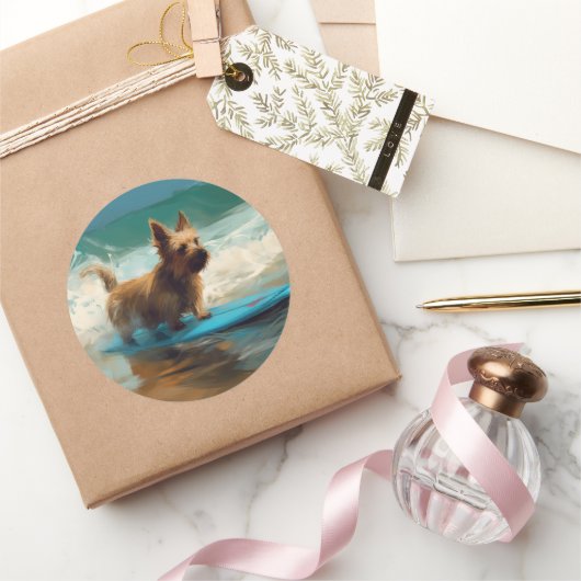 オーストラリアテリアビーチ絵画サーフィン ラウンドシール (ギフト)