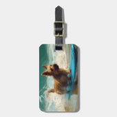 オーストラリアテリアビーチ絵画サーフィン ラゲッジタグ (正面縦)