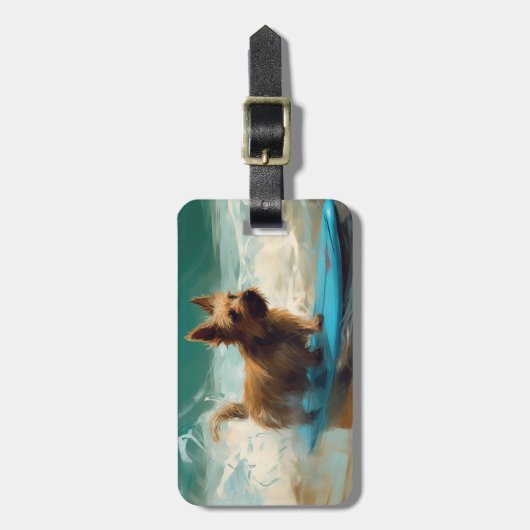 オーストラリアテリアビーチ絵画サーフィン ラゲッジタグ (正面縦)