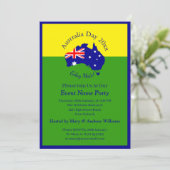 オーストラリアデーの名前 年 月日 緑 金のパーティー追加 招待状 (スタンド正面)