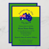 オーストラリアデーの名前 年 月日 緑 金のパーティー追加 招待状 (正面/裏面)