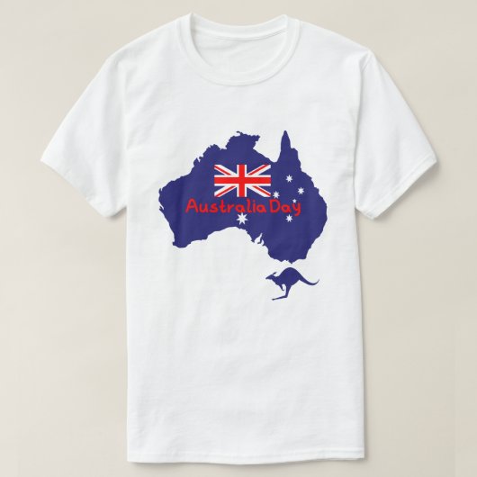 オーストラリアデーの旗の地図  Tシャツ (デザイン正面)