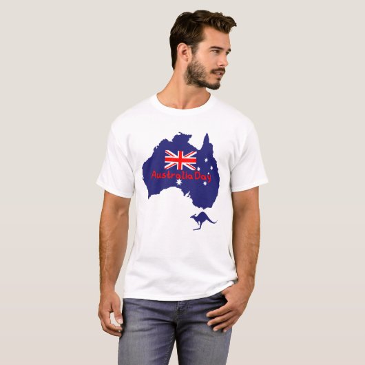 オーストラリアデーの旗の地図 Tシャツ (正面フル)
