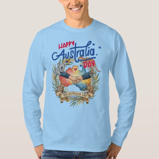 オーストラリアデー ユニティ・野生動物 長袖Tシャツ Tシャツ (正面)