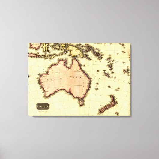 オーストラリアパノラママップオーストラリア キャンバスプリント (正面)
