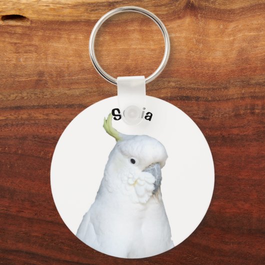 オーストラリアパーソナライズされたホワイトコカトゥー キーホルダー (正面)