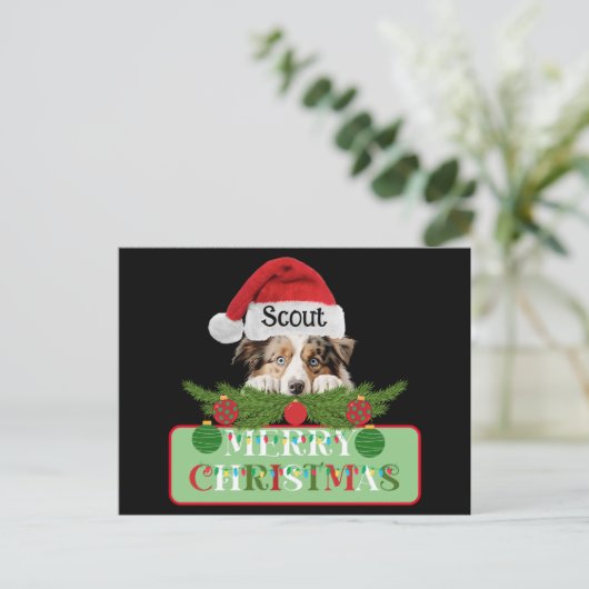 オーストラリアパーソナライズされた羊飼いメリークリスマス シーズンポストカード (スタンド正面)