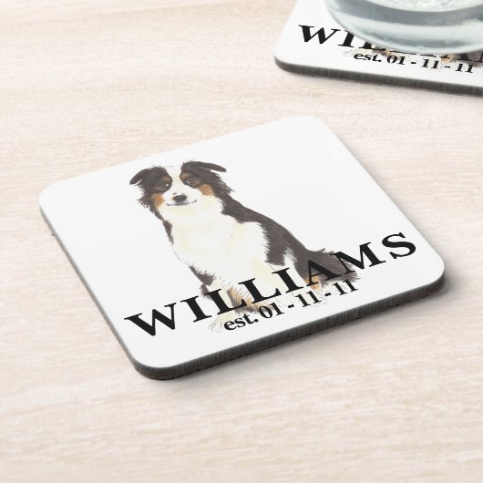 オーストラリアパーソナライズされた羊飼い犬 コースター (左側)