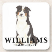 オーストラリアパーソナライズされた羊飼い犬 コースター (正面)