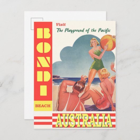 オーストラリアビーチヴィンテージ旅行ポスター ポストカード (正面/裏面)