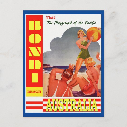 オーストラリアボンディビーチヴィンテージト   ラベル ポストカード (正面)
