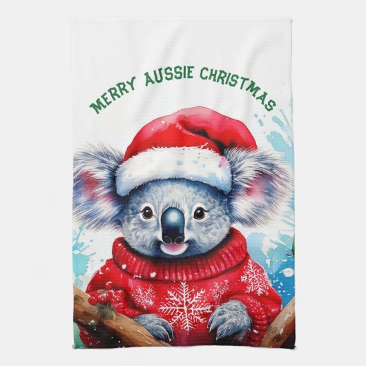 オーストラリアメリークリスマスコアラ キッチンタオル (縦)