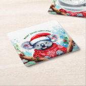 オーストラリアメリークリスマスコアラ スクエアペーパーコースター (アングル)