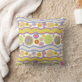 オーストラリアモダンの水色の部族のパターン黄色 クッション (ブランケット)