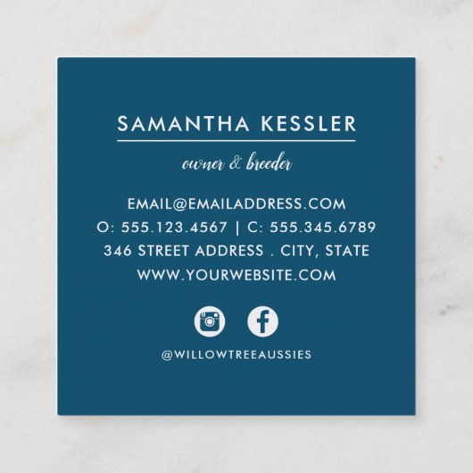 オーストラリアモダンの羊飼い育種家 |ソーシャルメディア スクエア名刺 (裏面)