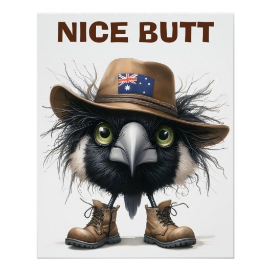 オーストラリアユーモアのあるのマグパイニュートラル自然トイレ ポスター (正面)