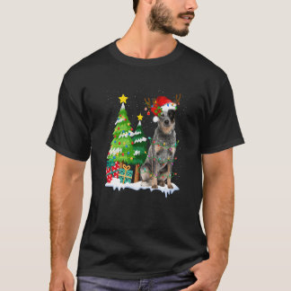 オーストラリアン・キャトル・ドッグ サンタ帽子 トナカイ クリスマス Tシャツ