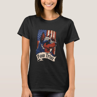 オーストラリアン・キャトル・ドッグ フラグ アメリカ犬種 - ペット愛国者 Tシャツ