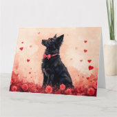 オーストラリアン・ケルピーとバラ - バレンタインデー カード (正面)