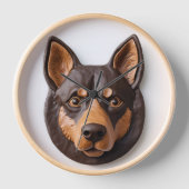 オーストラリアン・ケルピー犬 3Dインスパイアード 壁時計 (正面)